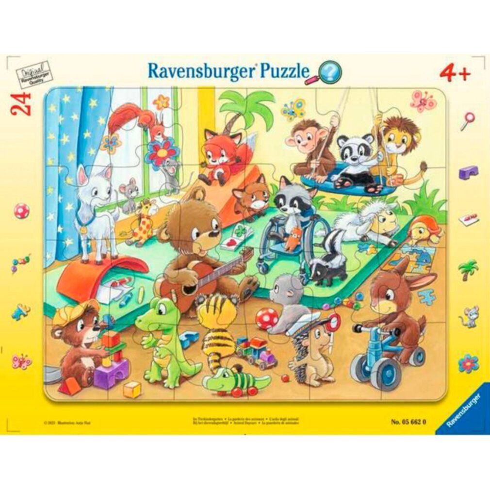 Kinderpuzzle Im Tierkindergarten (24 Teile, Rahmenpuzzle)