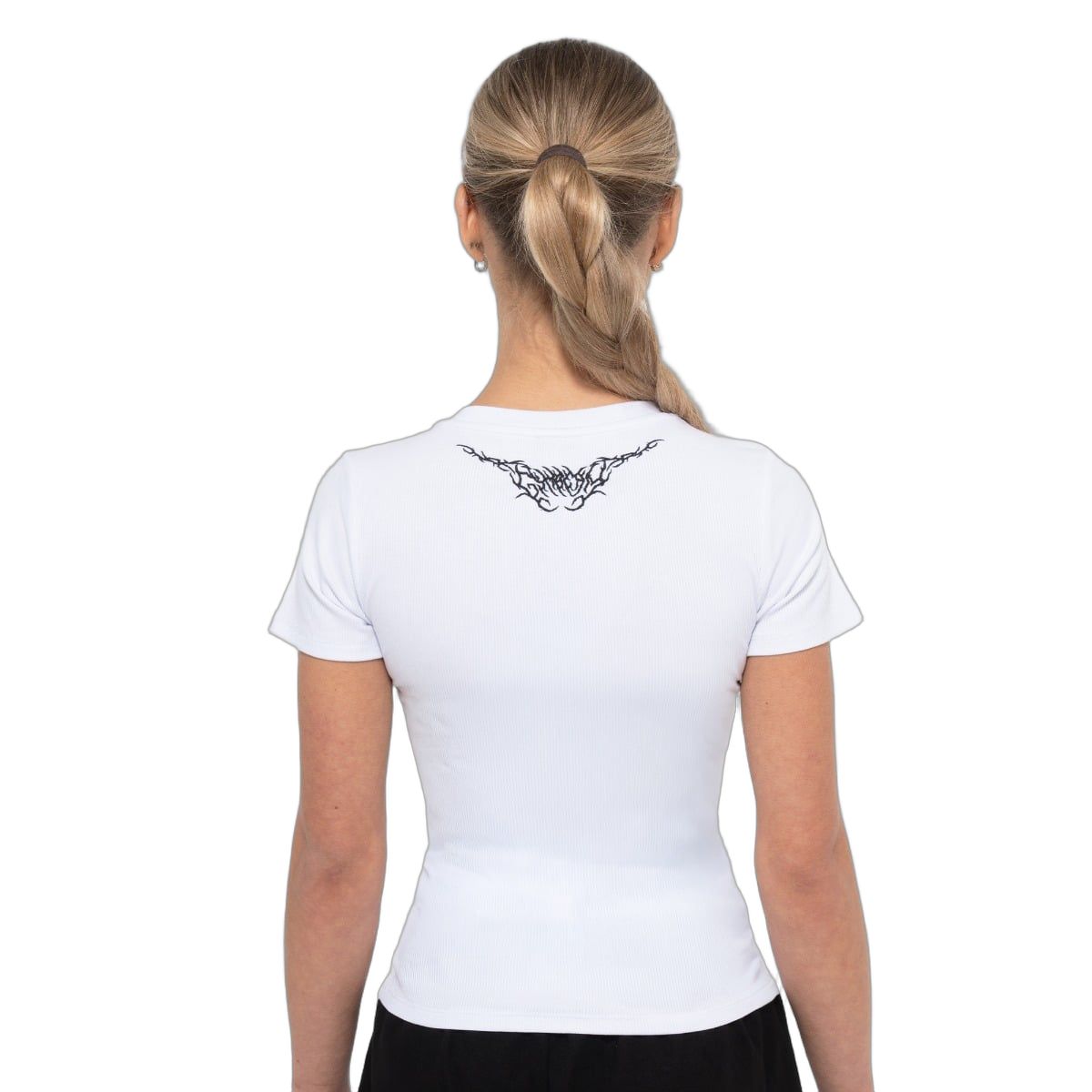GymBeam T-Shirt Damen slim gerippt mit rundem Ausschnitt in Weiß