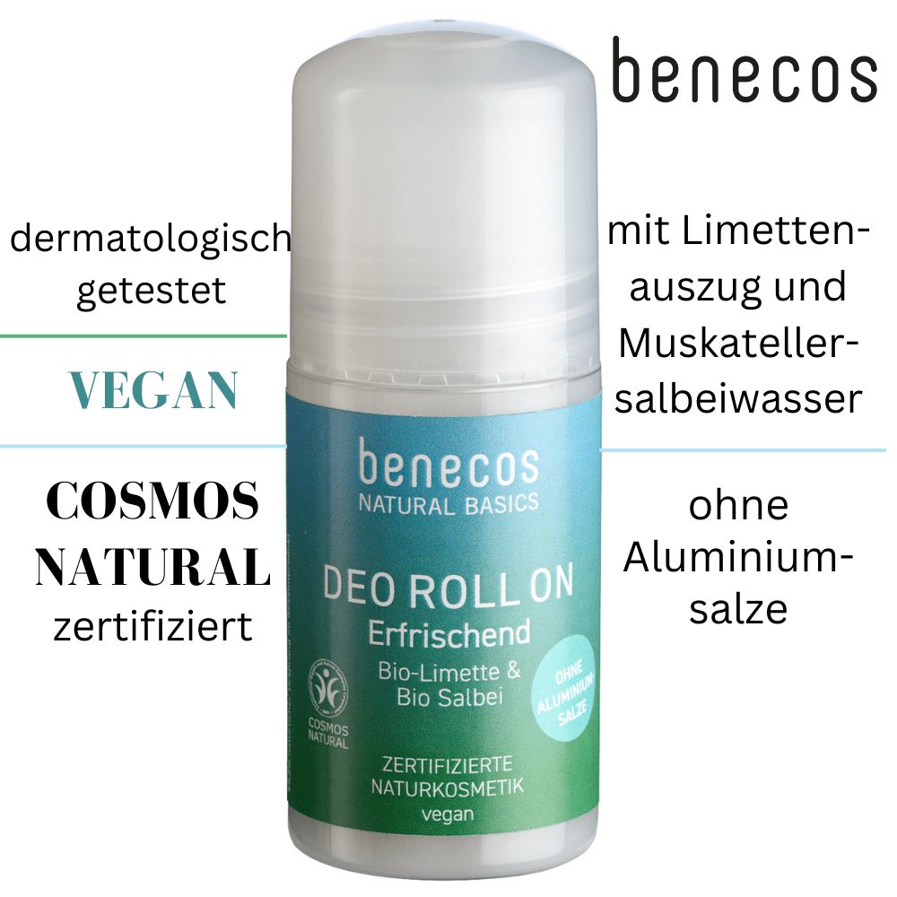 benecos Natural Basics Deo Roll-on Erfrischend Bio-Salbeiwasser