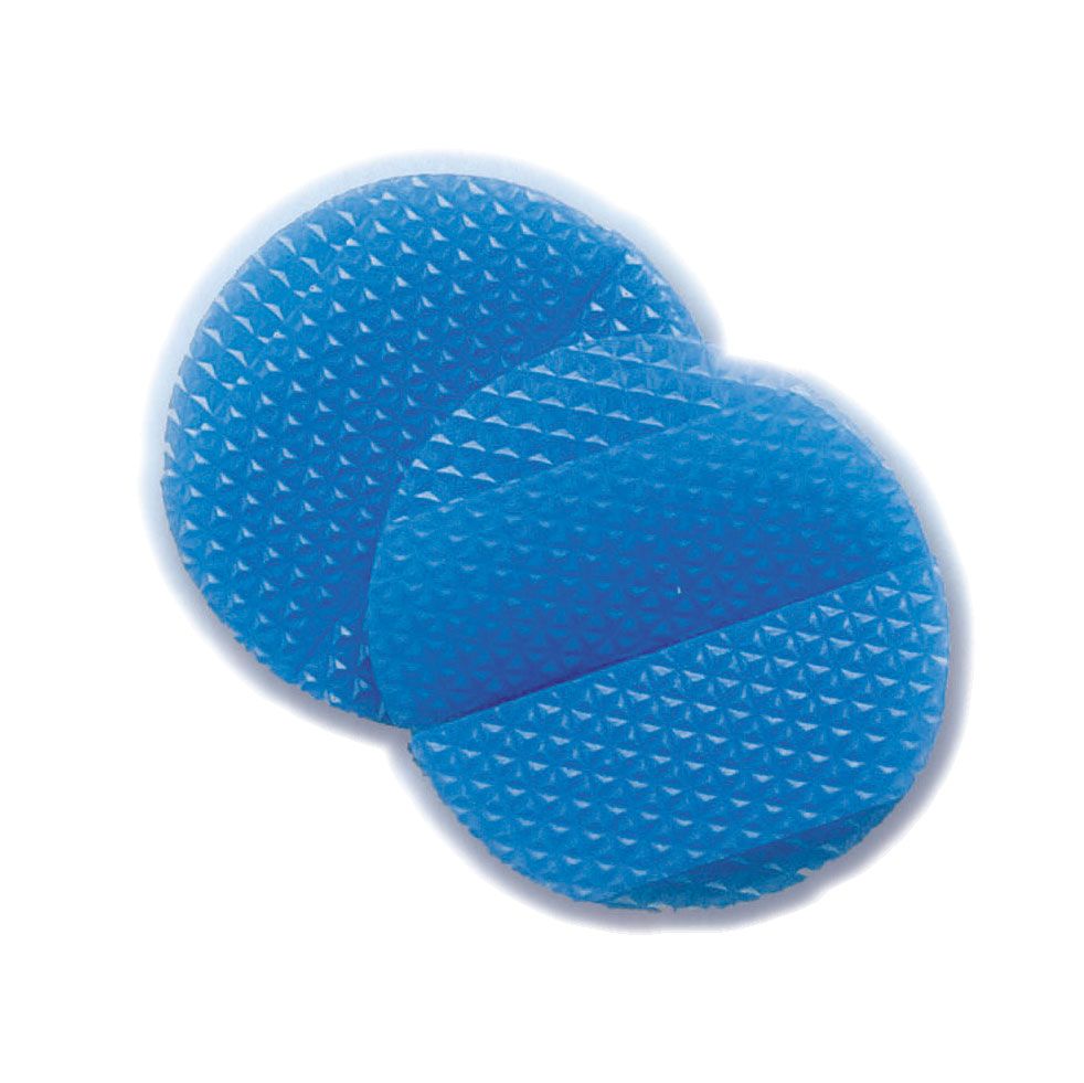 Blaue, runde Haftpads mit strukturierter Oberfläche. Mehrere Pads überlappen sich leicht.