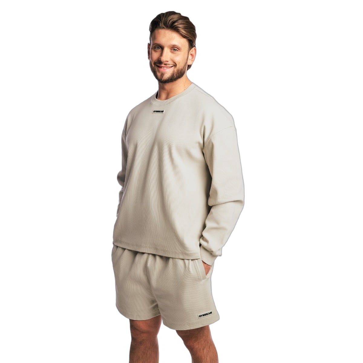 GymBeam Sweatshirt Herren Oversized ohne Kapuze in Grey