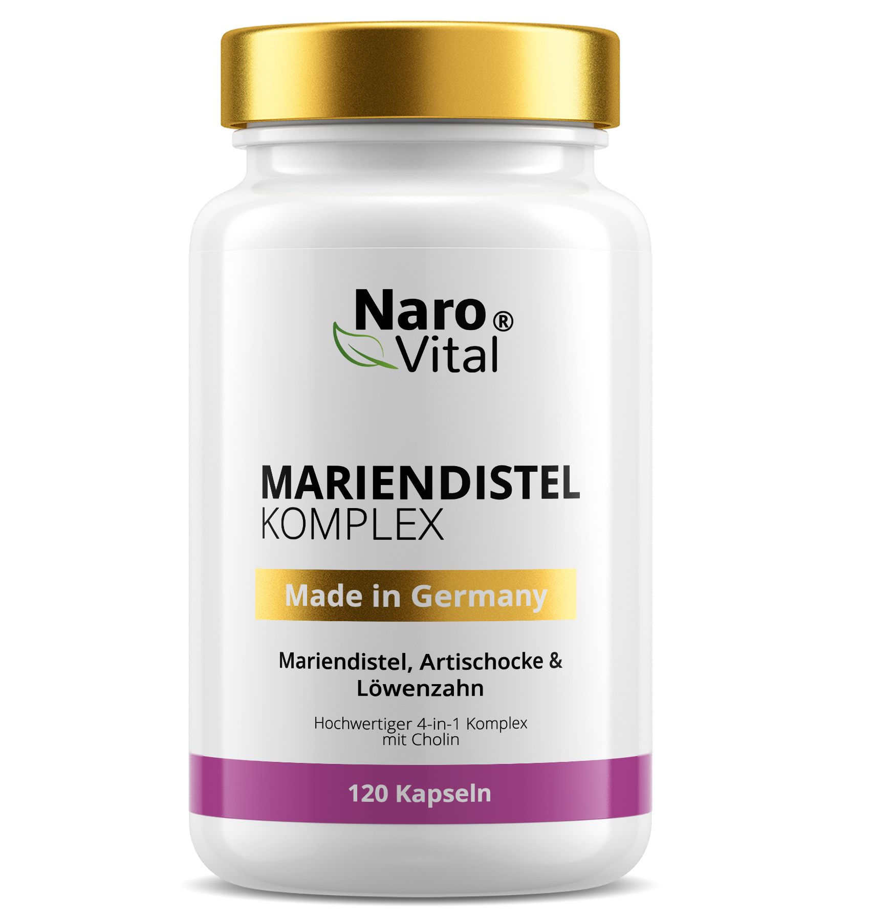 NaroVital Mariendistel Komplex - 120 Kapseln Hochdosiert: Silymarin, Artischocke, Löwenzahn, Cholin