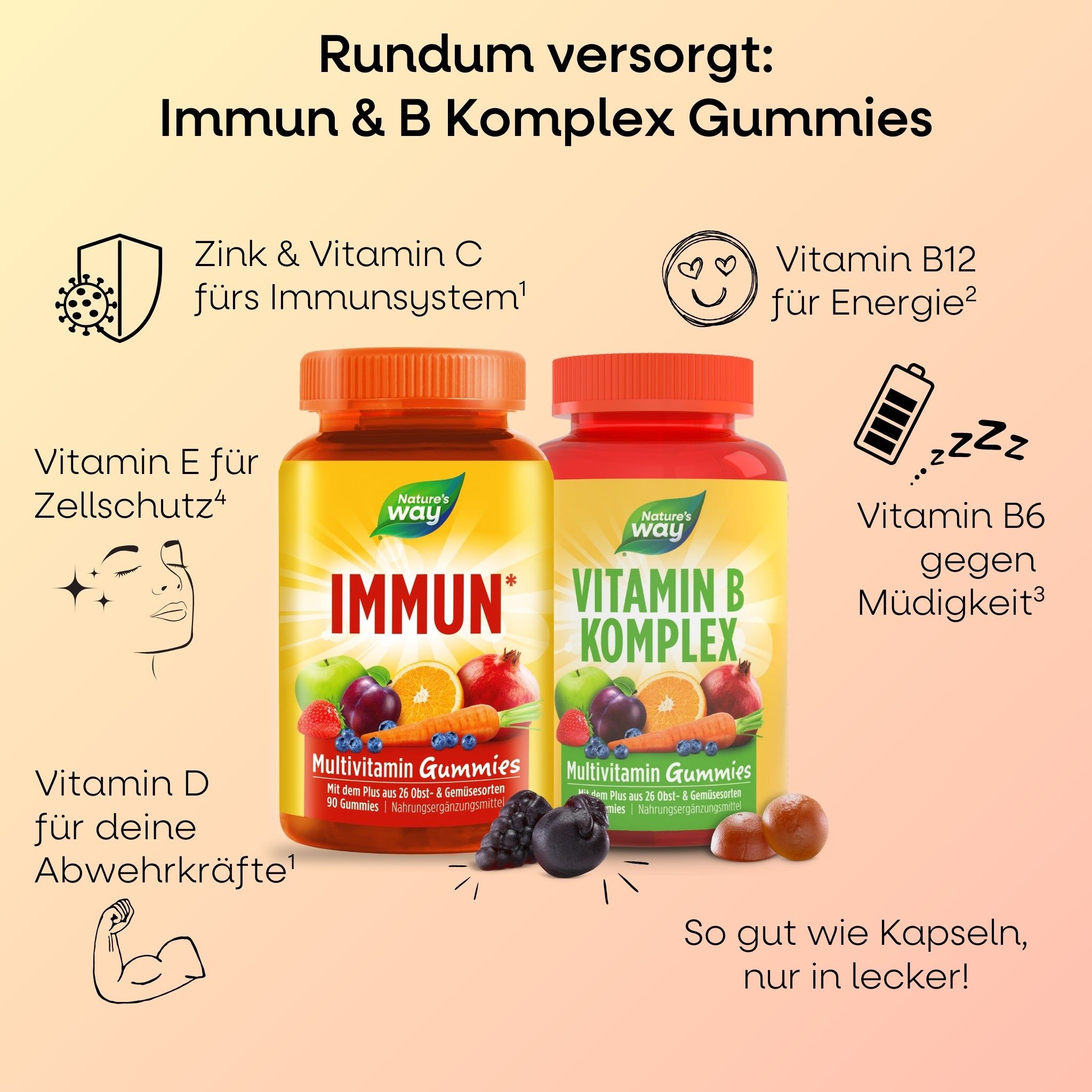 Nature's Way Immun & Energy Set 150 St Fruchtgummi