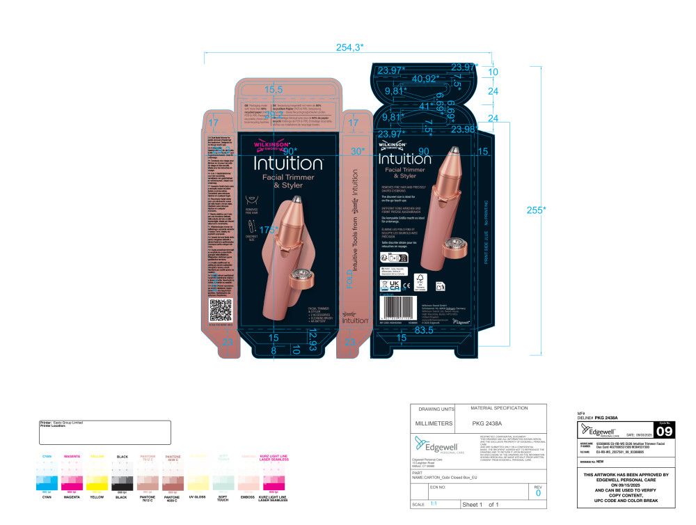 Wilkinson Sword Intuition Gesichts-Trimmer und Styler, 2-in-1-Funktion.