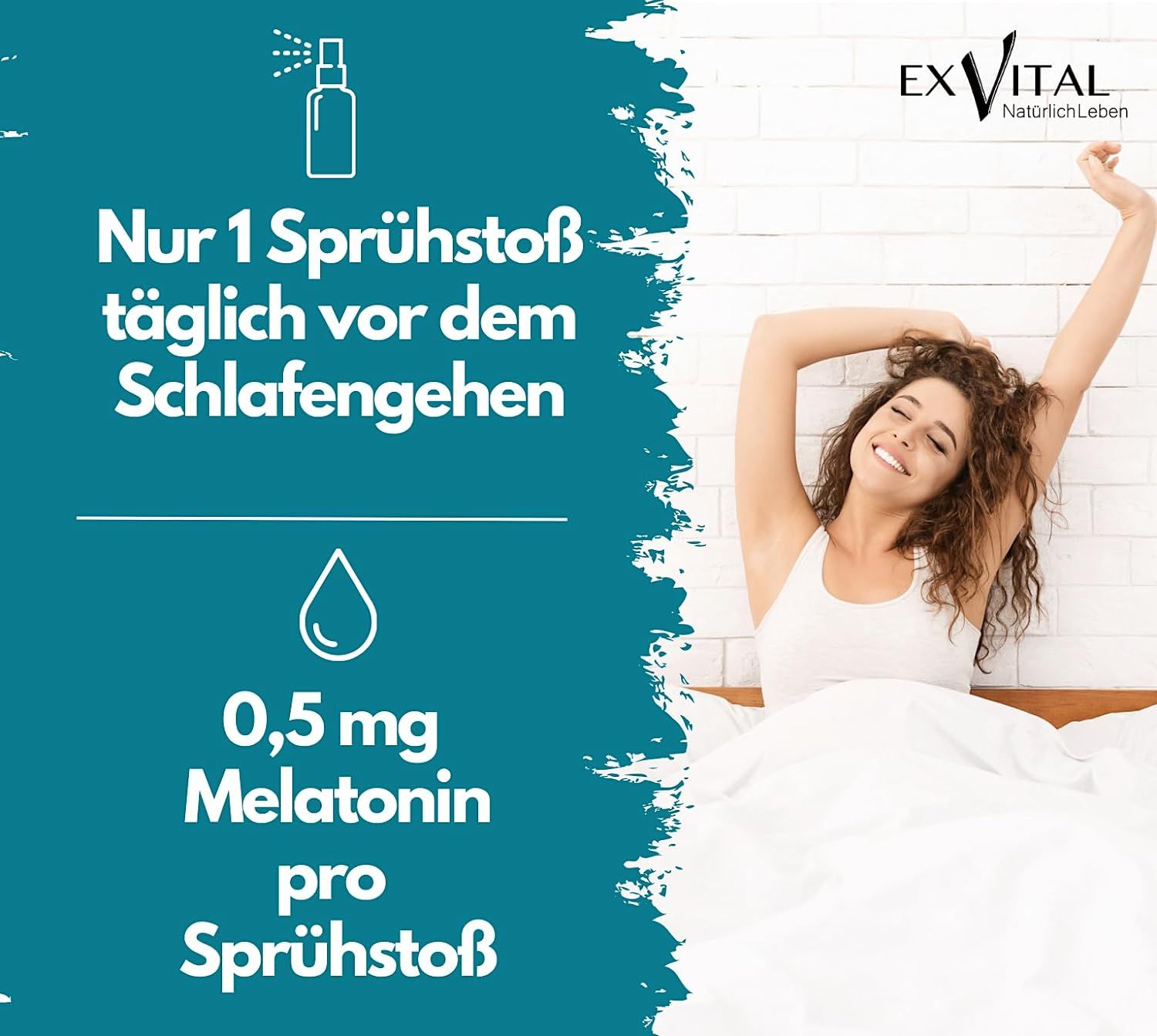 EXVital® Melatonin Schlafspray mit Lavendel- Extrakt und Vitamin B6, Sprühflasche 30 ml Flüssigkeit zum Einnehmen