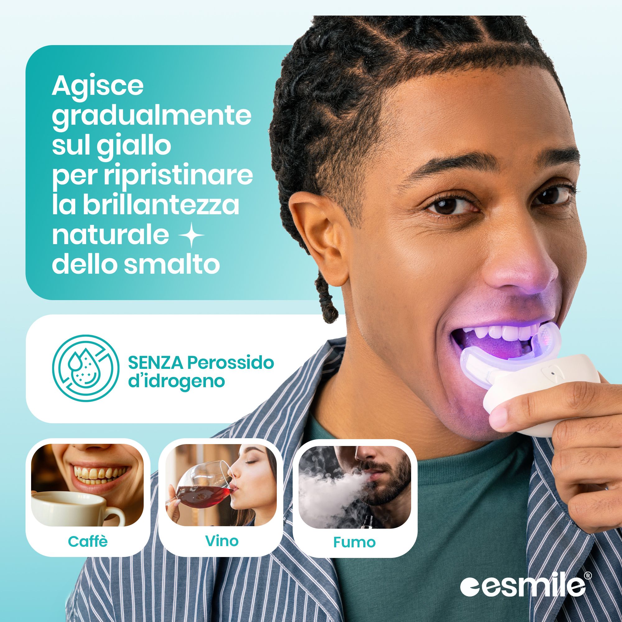 Esmile Aura Pro - Kit Sbiancante Denti Professionale 32X Led - Lampada Con 2 Boccagli E Sterlizzazione Uv -Sbiancamento Da Casa Per Denti Bianchi In 16 Minuti