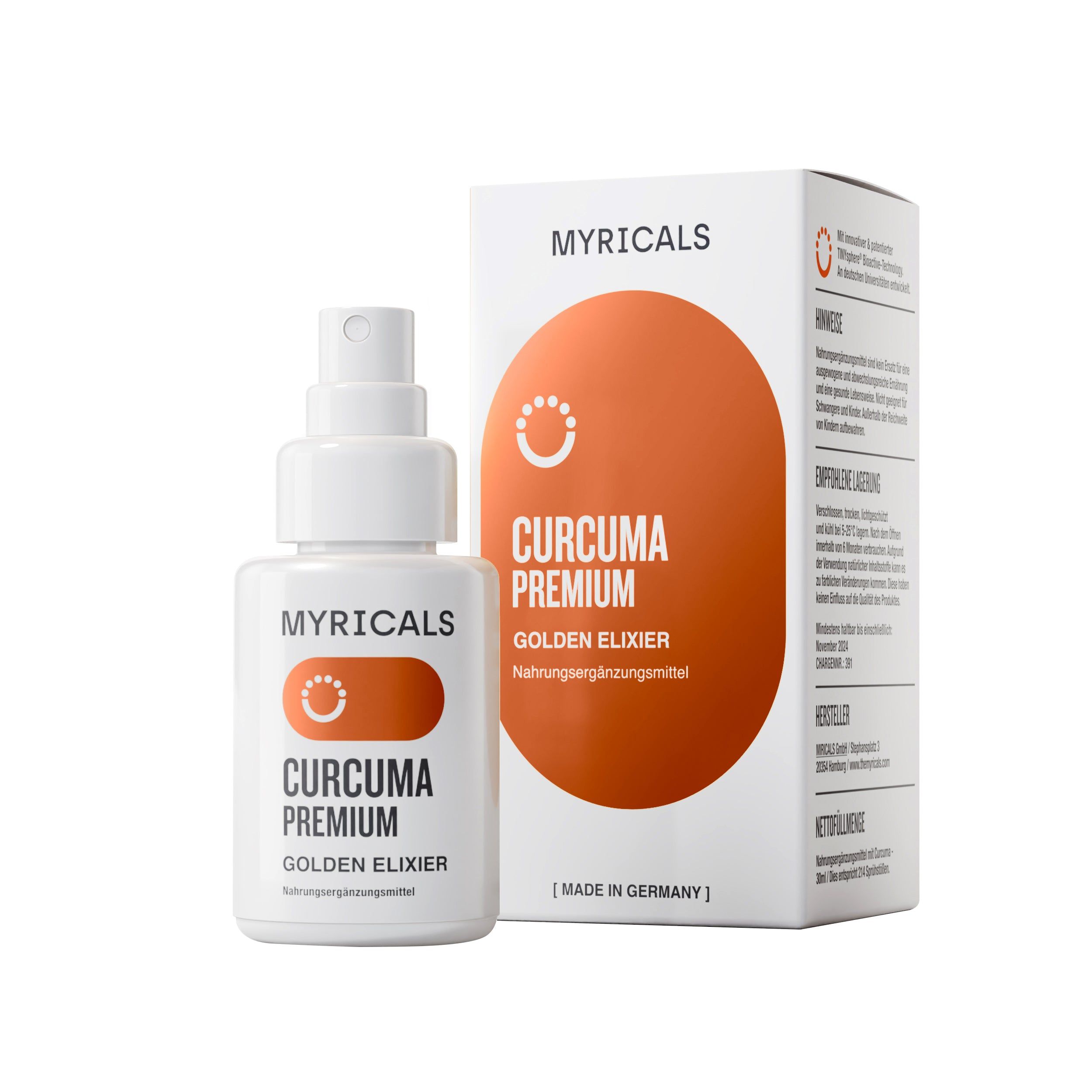 Myricals Curcuma Premium - Golden Elixier Spray, Wasserlöslich
