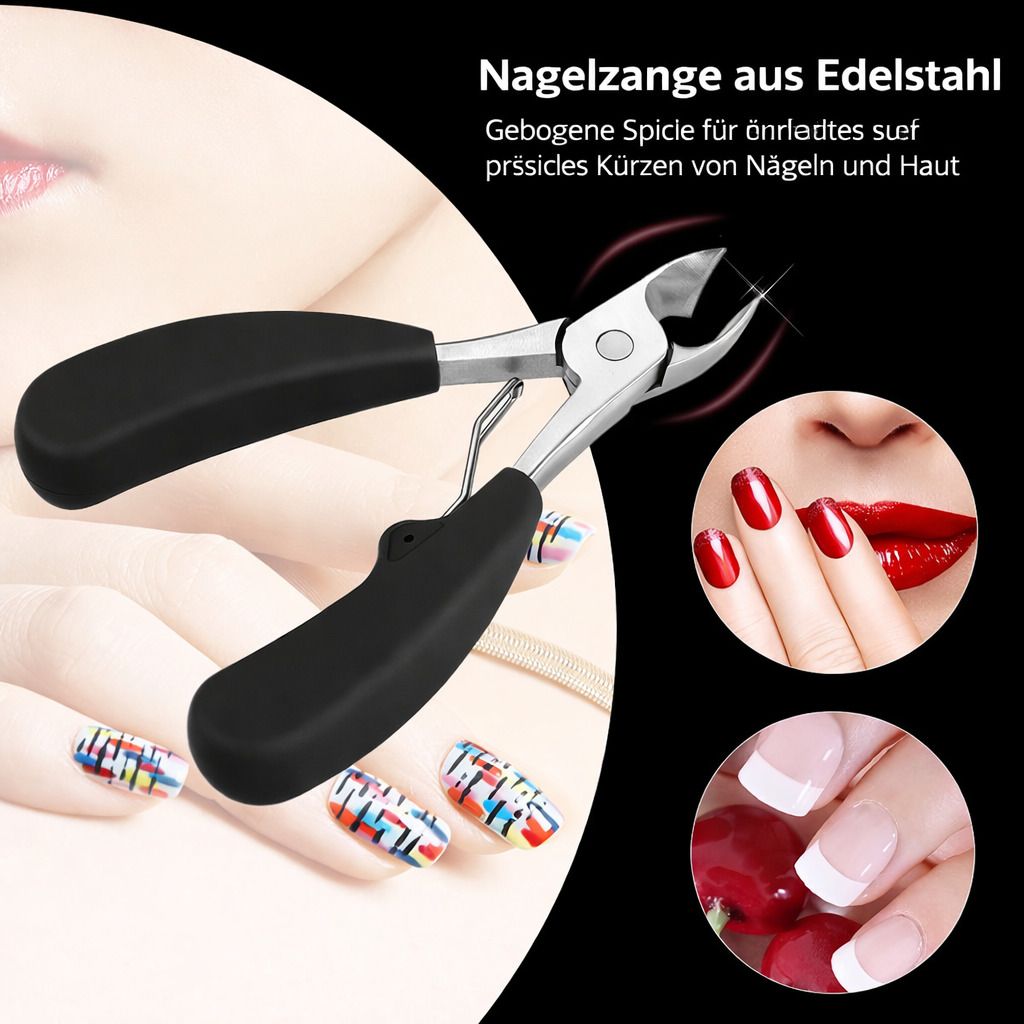 COOL-i Nagelknipser für dicke & brüchige Zehennägel, Präzisionszange mit gebogener Klinge