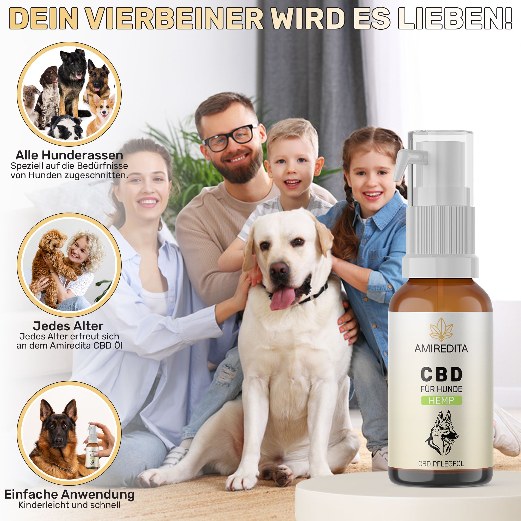 Amiredita CBD Öl Hunde 1500mg - Hanfaroma