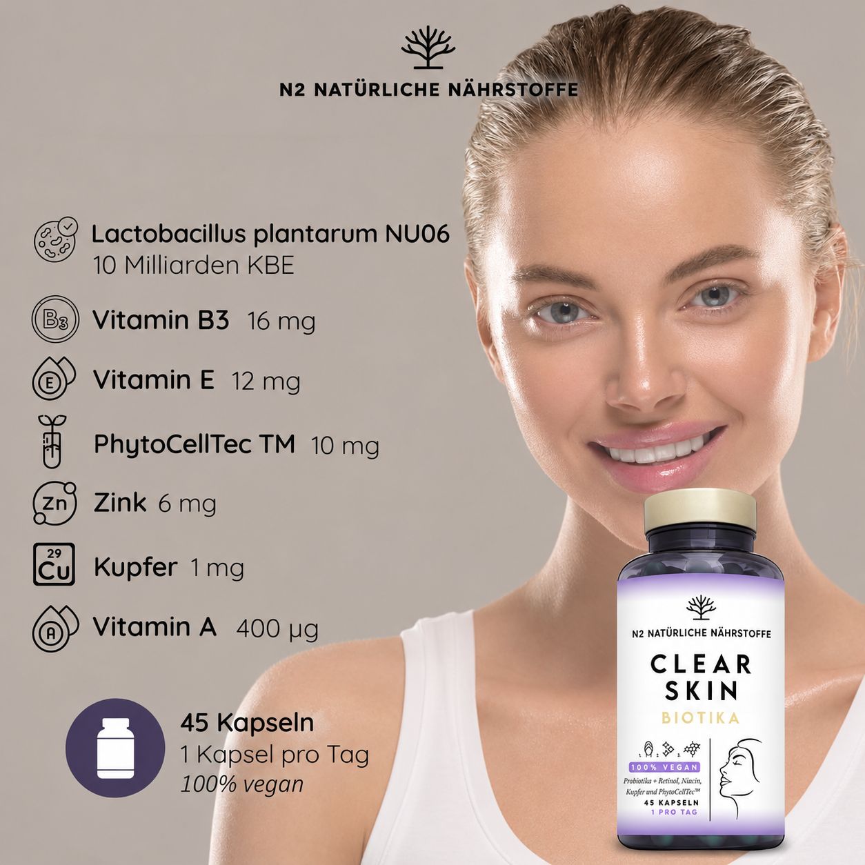 N2 Natural Nutrition Clear Skin Biotics