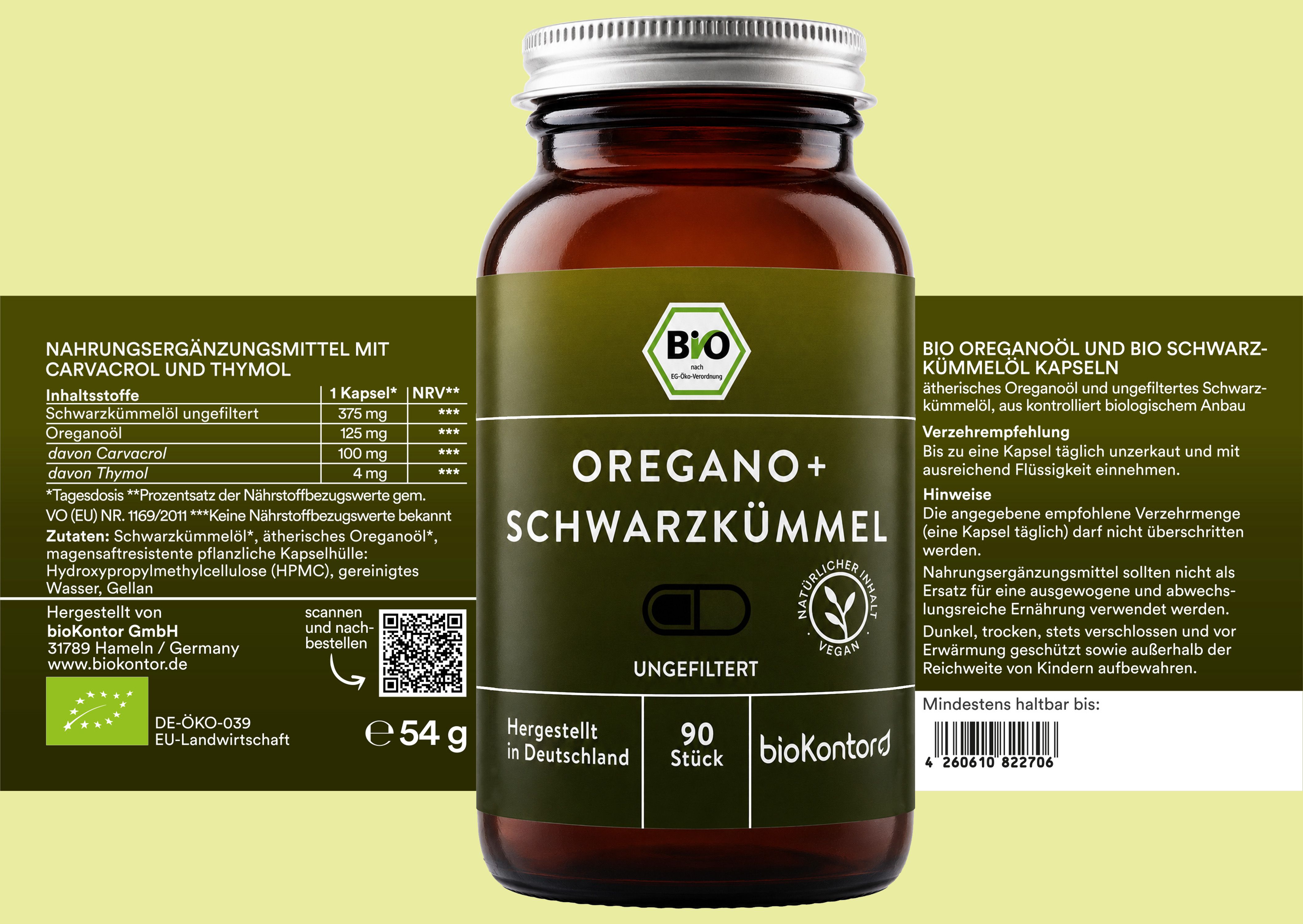 Oreganoöl und Schwarzkümmelöl Kapseln - 100 mg Carvacrol