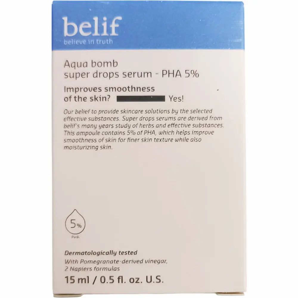 Belif Aqua Bomb Super Drops PHA 5% – feuchtigkeitsspendendes Gesichtsserum