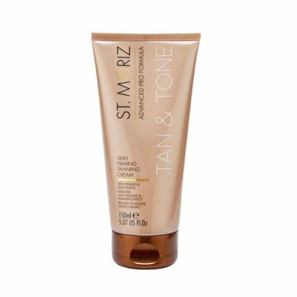 Hautstraffende Bräunungscreme in Tube. Marke und Produktbezeichnung sind sichtbar. 150ml.