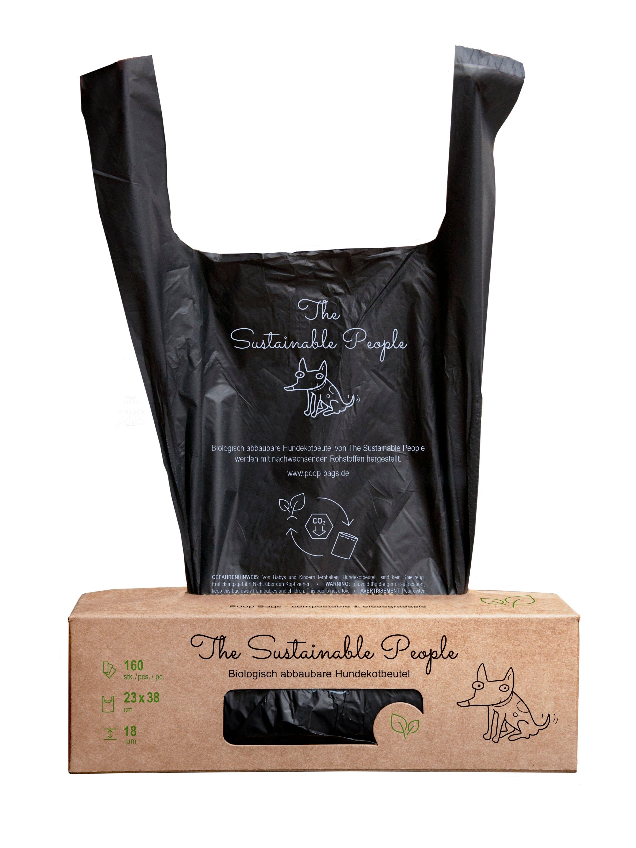 Bio Hundekotbeutel 160 Stück mit Henkel - The Sustainable People