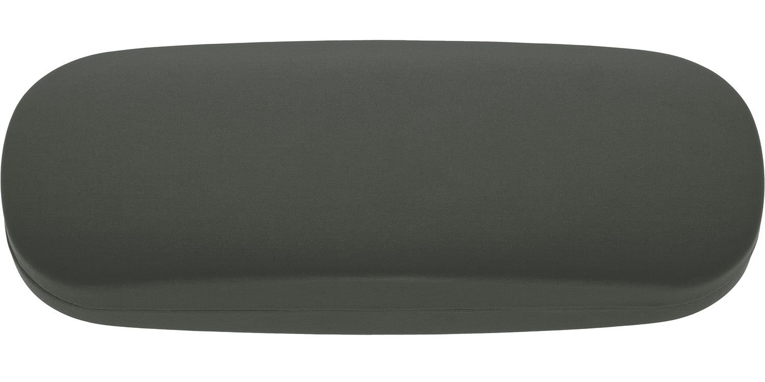 Hartschalenetui, grau. Ovale Form, glatte Oberfläche. Montana Eyewear Logo nicht sichtbar.