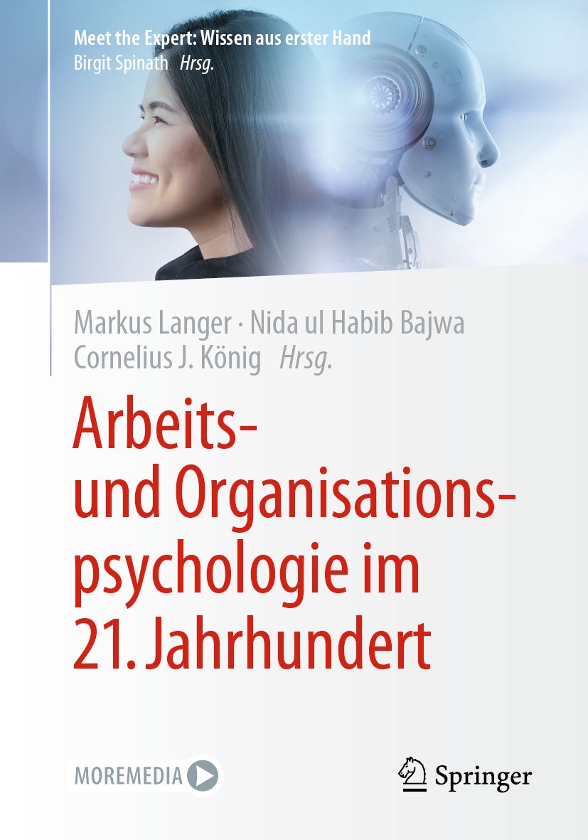 Buchcover: Arbeits- und Organisationspsychologie im 21. Jahrhundert. Autoren: Langer, Bajwa, König. Verlag Springer. Titel in Rot.