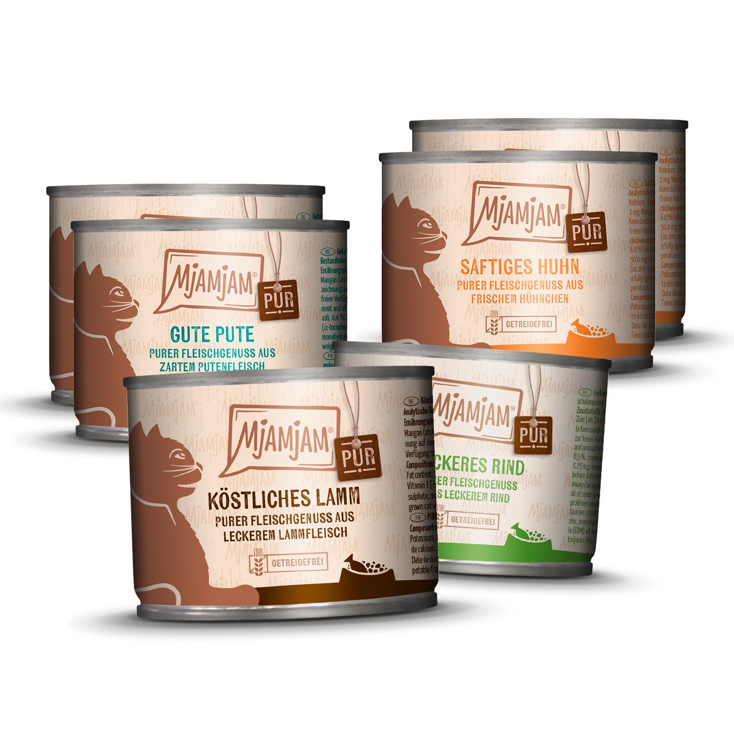 MjAMjAM - purer Fleischgenuss Mixpaket V für deine Katze 6x200 g Futter