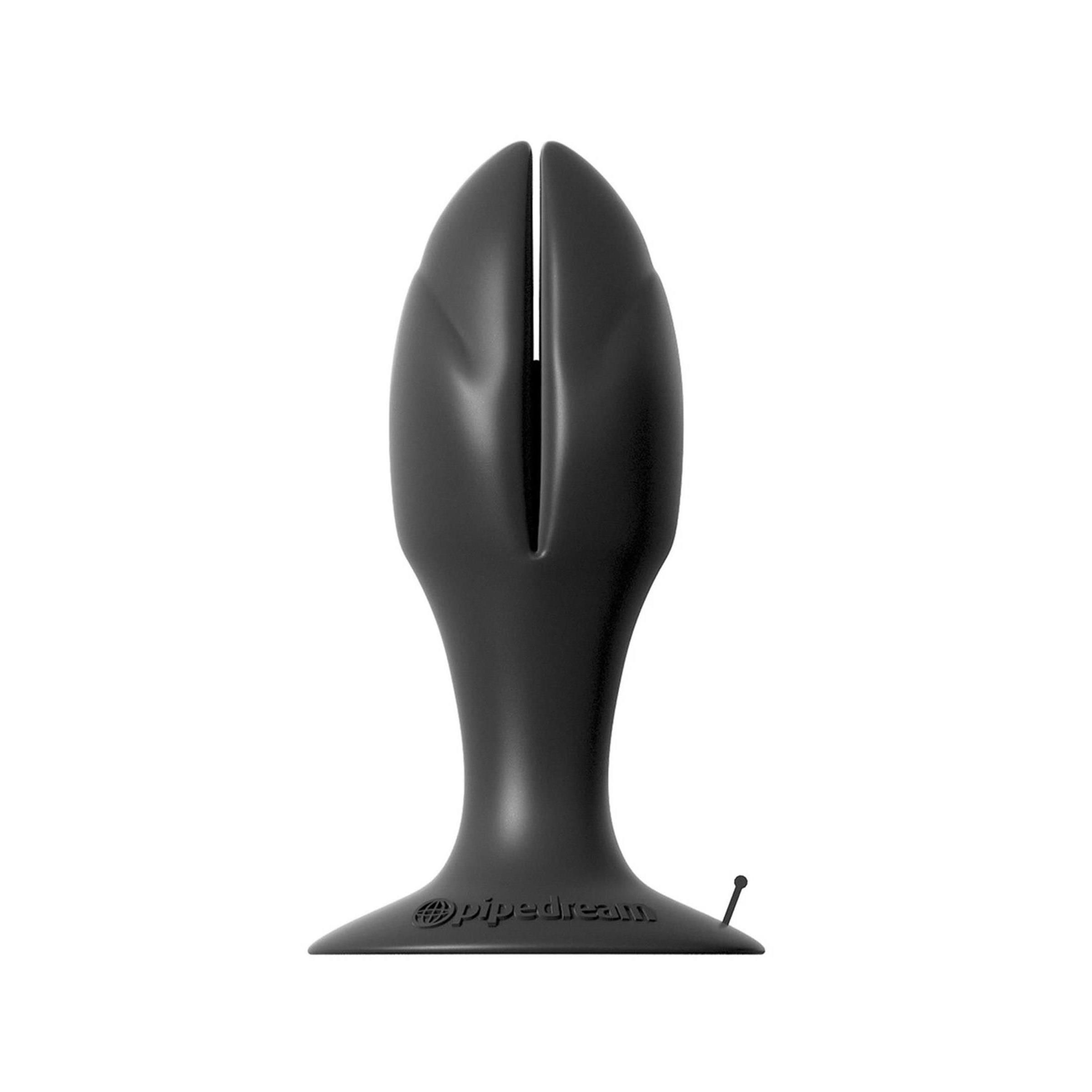 Schwarzes Wellness-Produkt. Form mit zwei Blättern. Basis mit Logo.