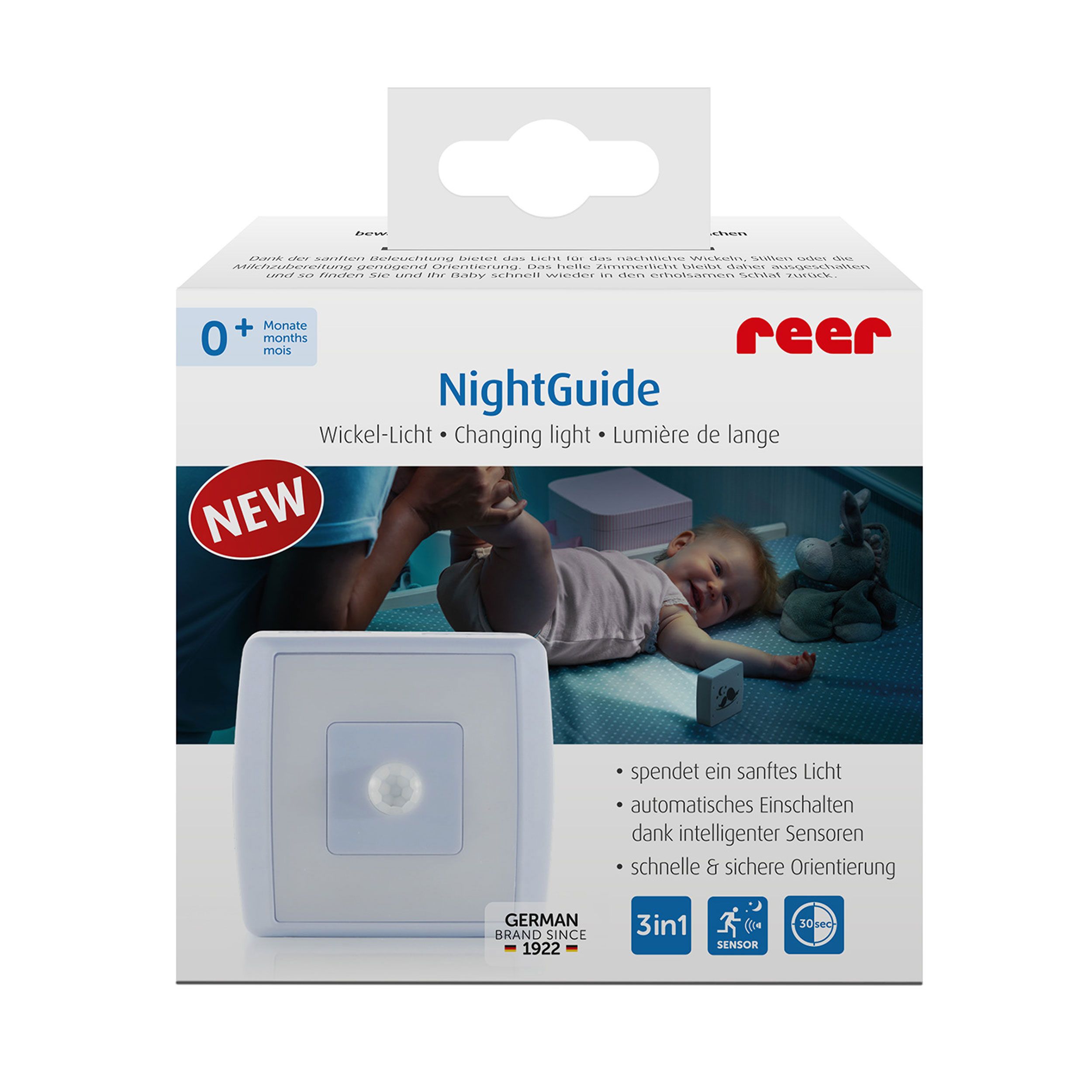 reer NightGuide Wickel-Licht, mit Bewegungssensor, Dämmerungssensor