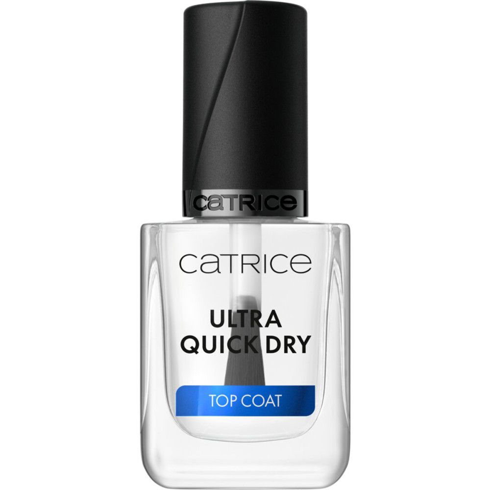Catrice Ultra Quick Dry Top Coat Nagellackflasche mit schwarzem Applikator.