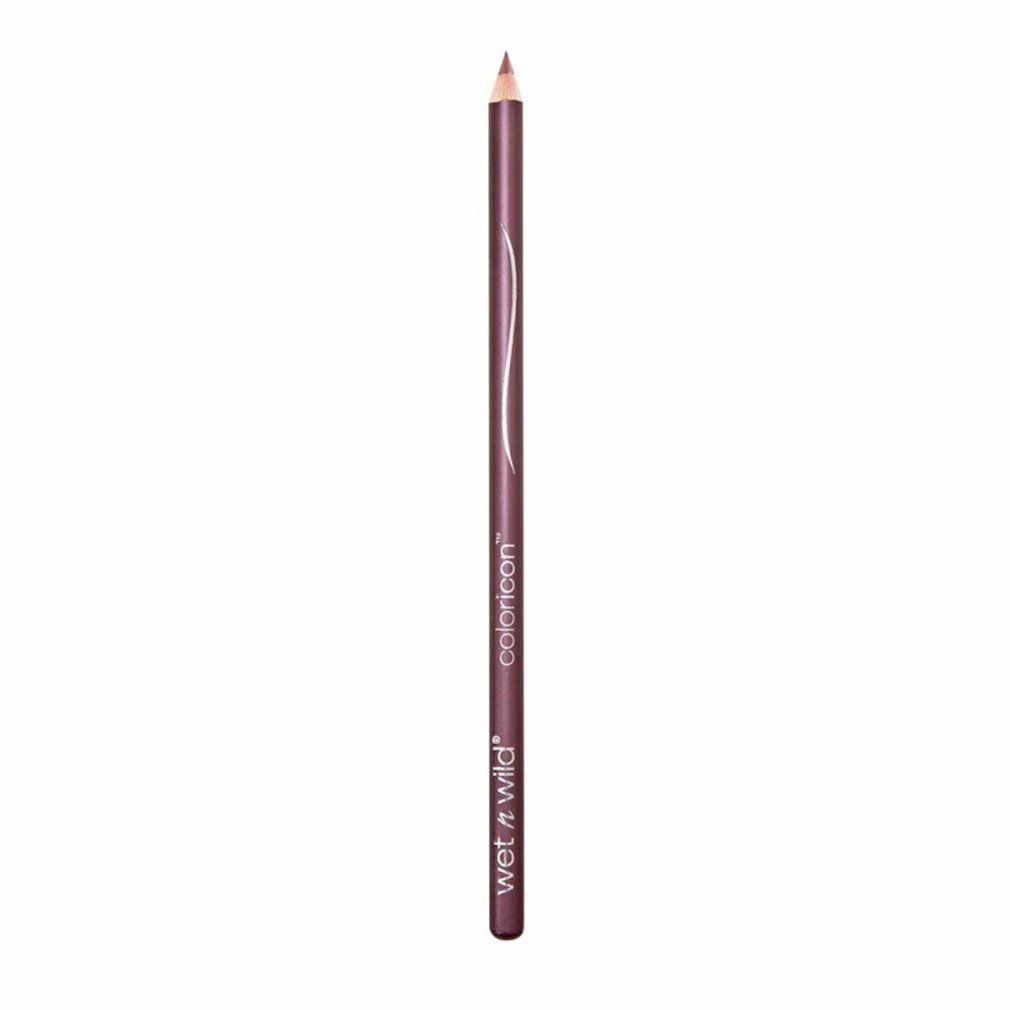 Lippenstiftstift. Dunkelroter Stift mit "Wet n Wild" und "coloricon" Schriftzug. Spitze nach oben.