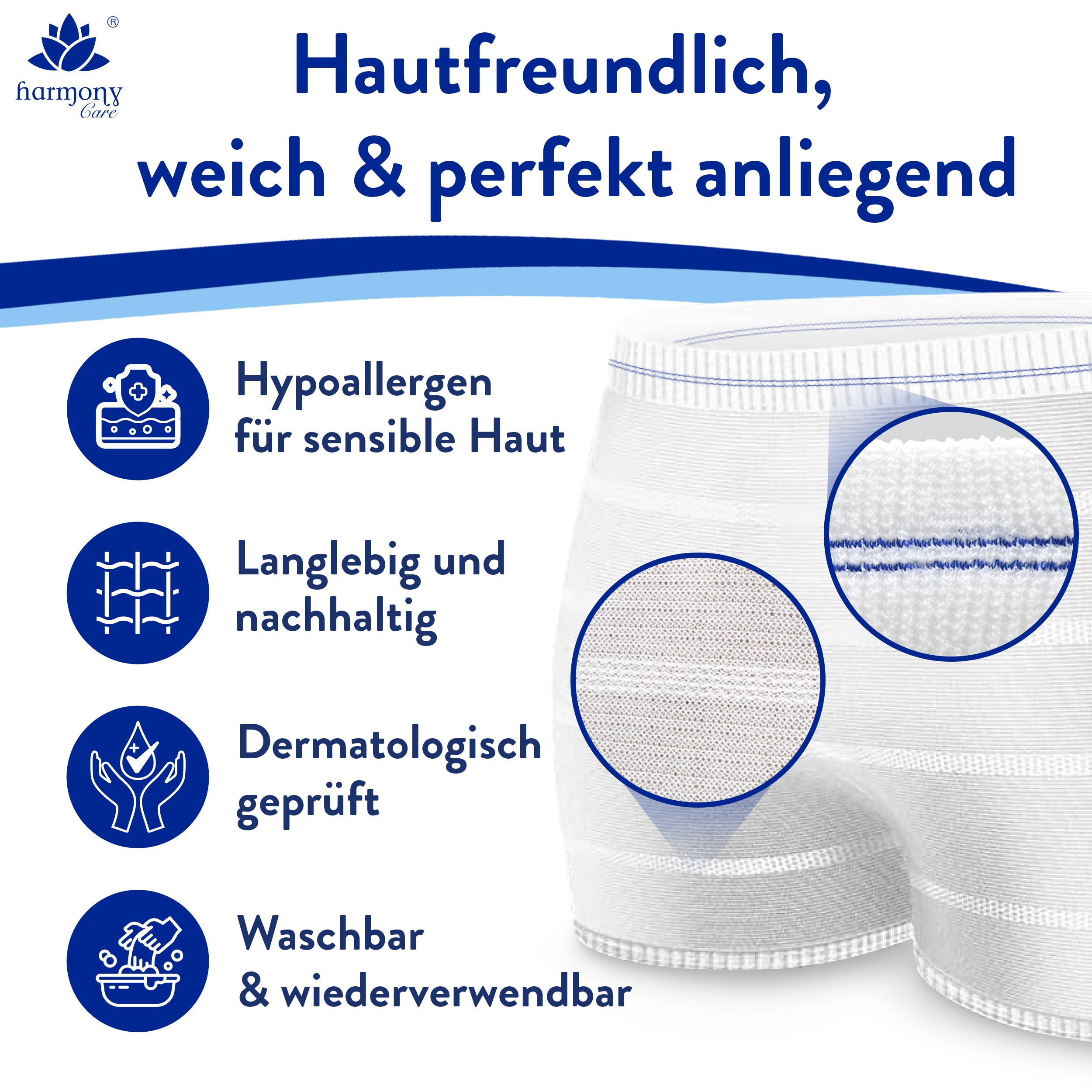 Harmony Care® Fixpants Premium - extra weiche Netzhosen bei Inkontinenz und Wochenbett - Fixierhosen