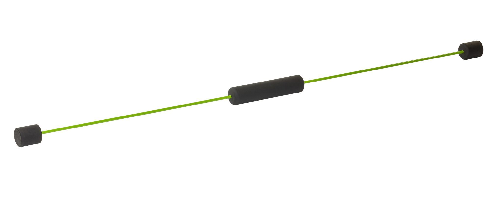 FLEXI-BAR® Schwingstab, grün mit schwarzen Griffen an den Enden und in der Mitte, auf weißem Hintergrund.