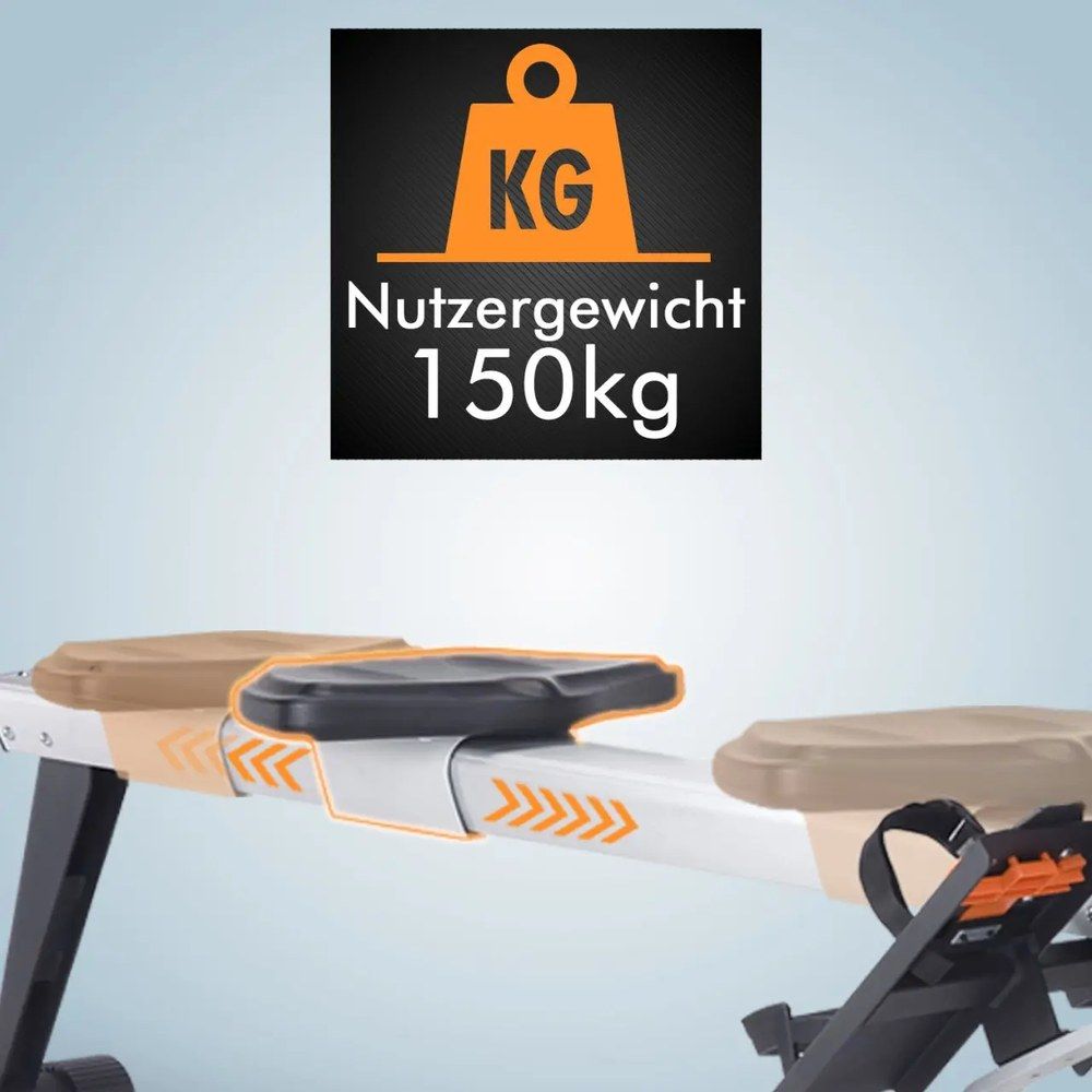 Rudergerät mit maximalem Nutzergewicht von 150 kg.