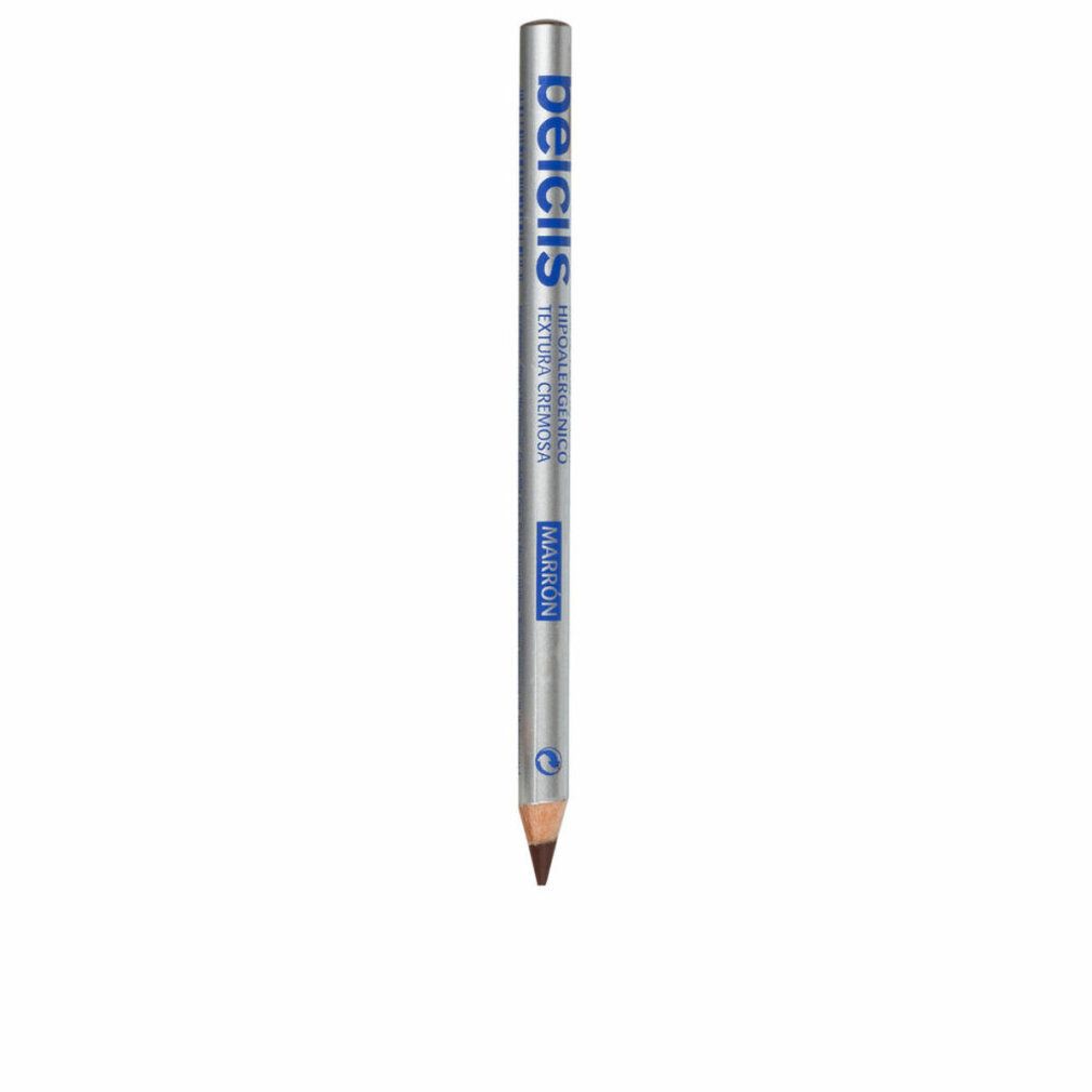 Fünf Augenstifte, Belcils, in verschiedenen Farben. Silberne Stifte mit blauer Schrift. Spitze nach unten.