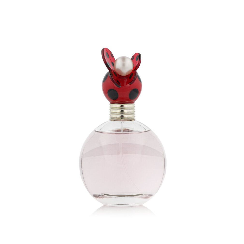Marc Jacobs Dot Eau de Parfum Flakon mit Marienkäfer-inspiriertem Verschluss. Transparente Flüssigkeit.