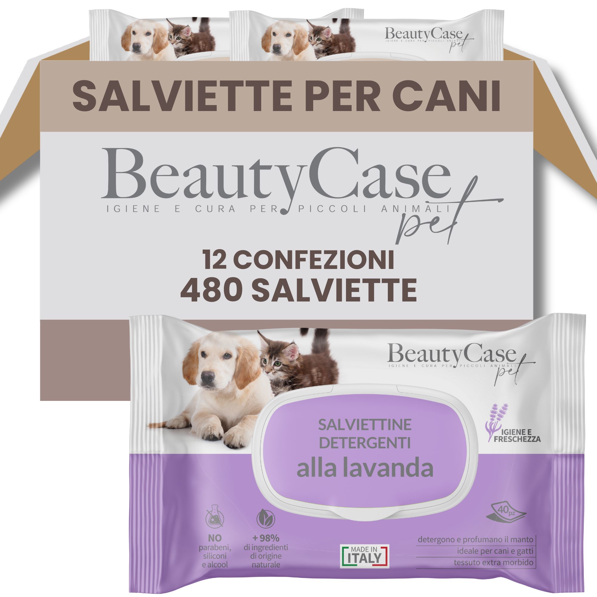 Salviette Detergenti Animali alla Lavanda