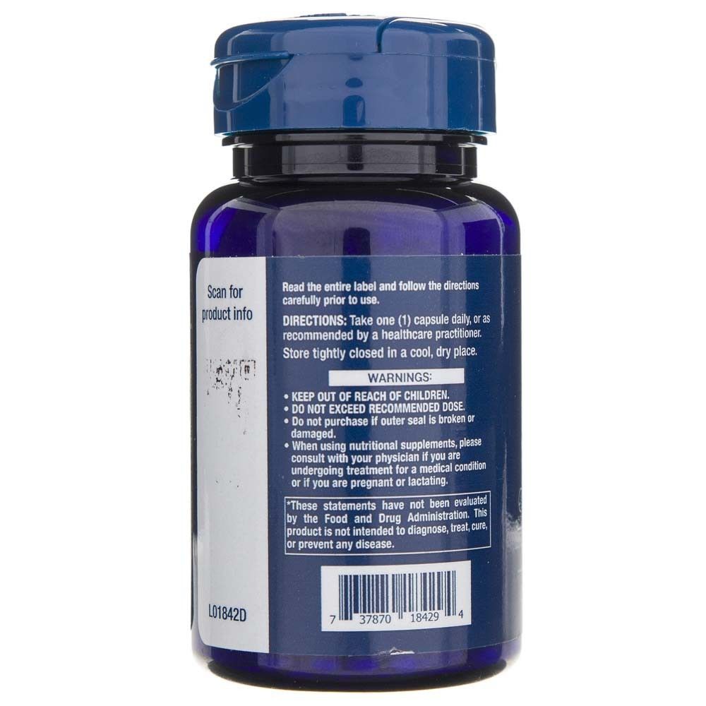 Rückseite der Flasche mit Anweisungen und Warnhinweisen für Folsäure und Vitamin B12.