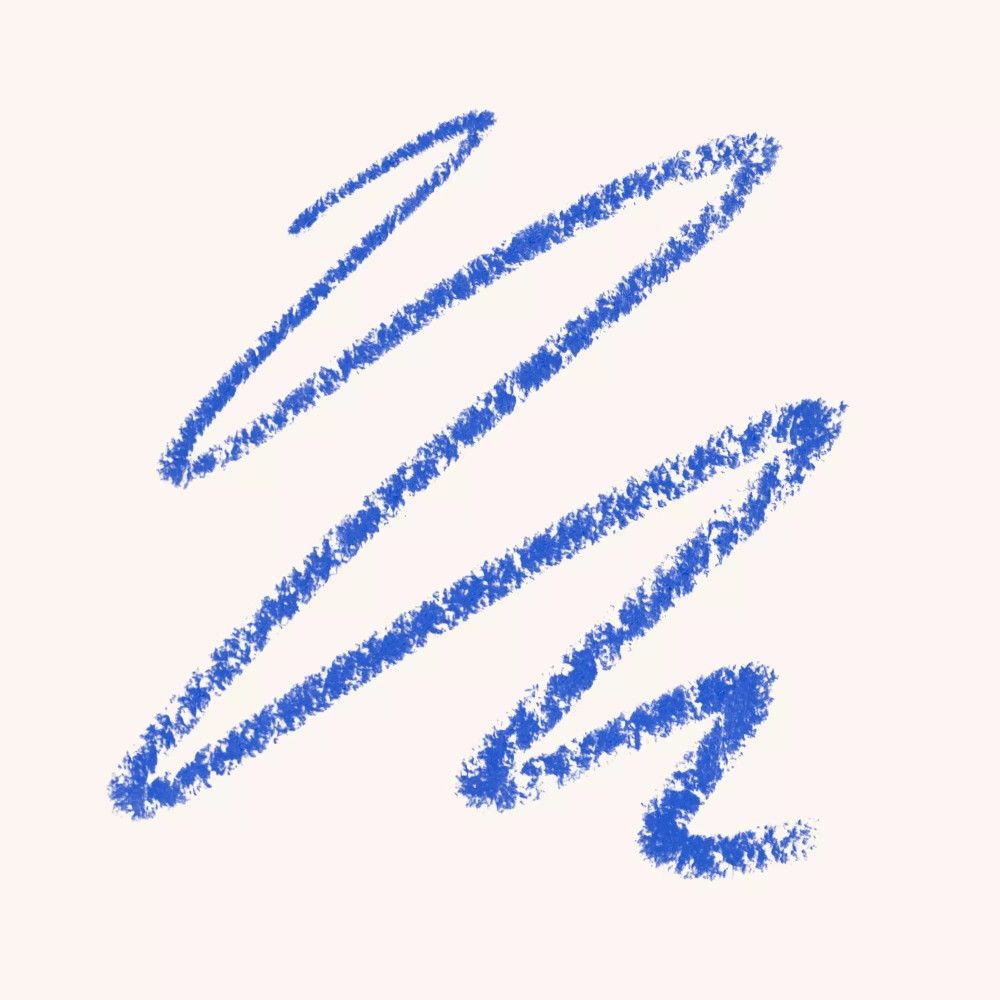 Blaue Kajalstift-Striche auf hellem Hintergrund.