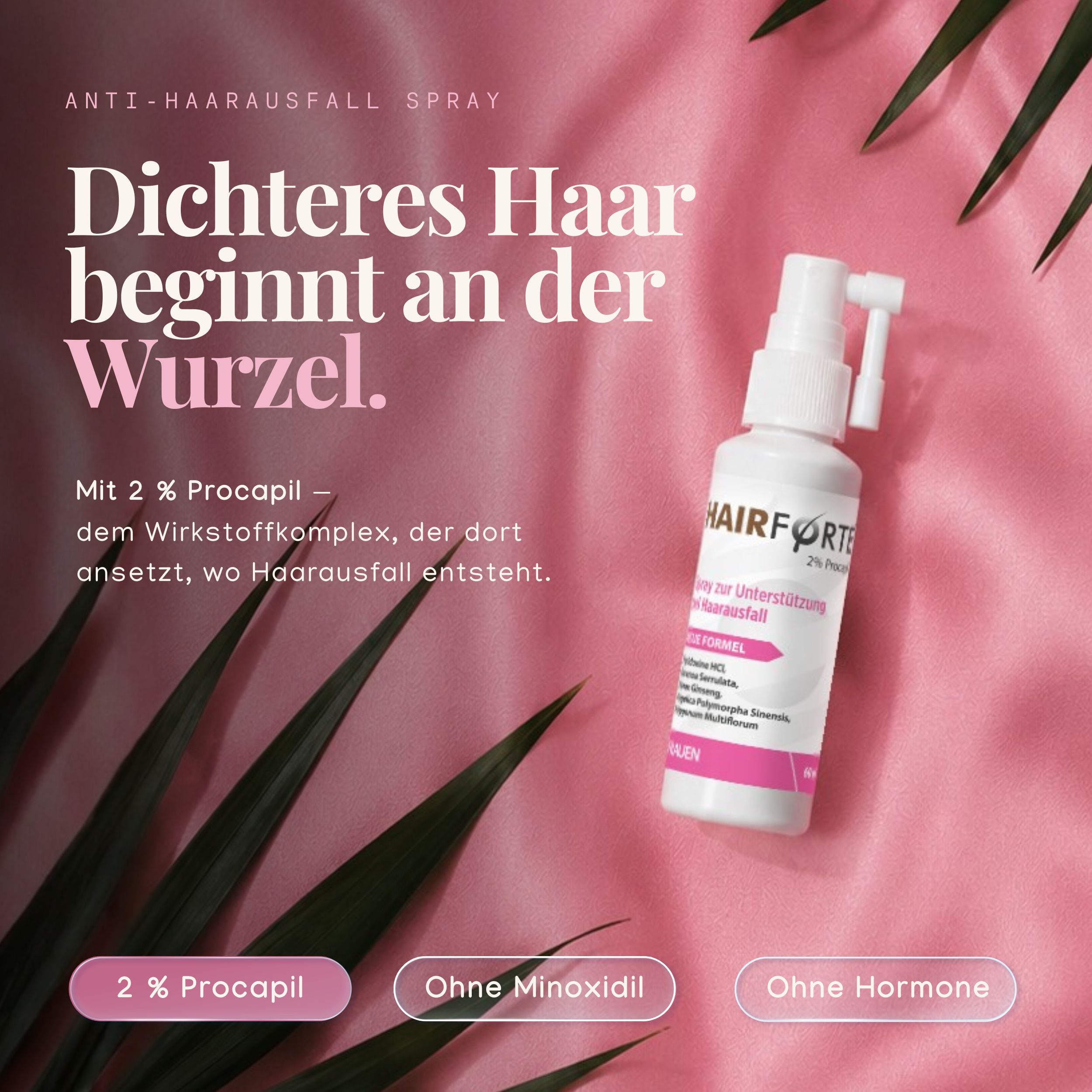 Flasche mit Pumpsprühkopf für Anti-Haarausfall-Spray, 2% Procapil.