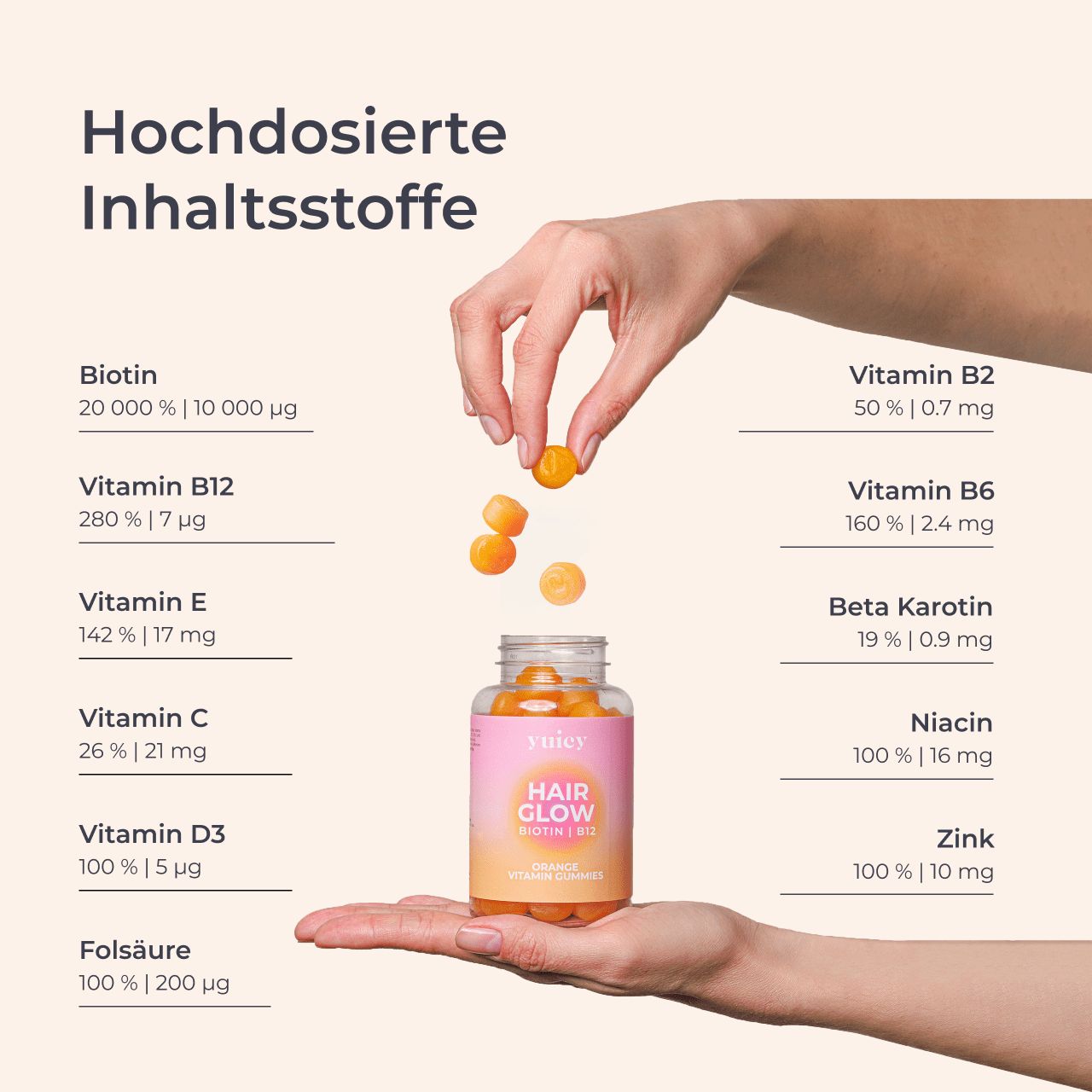 yuicy Hair Glow Biotin Gummies für Haarwachstum
