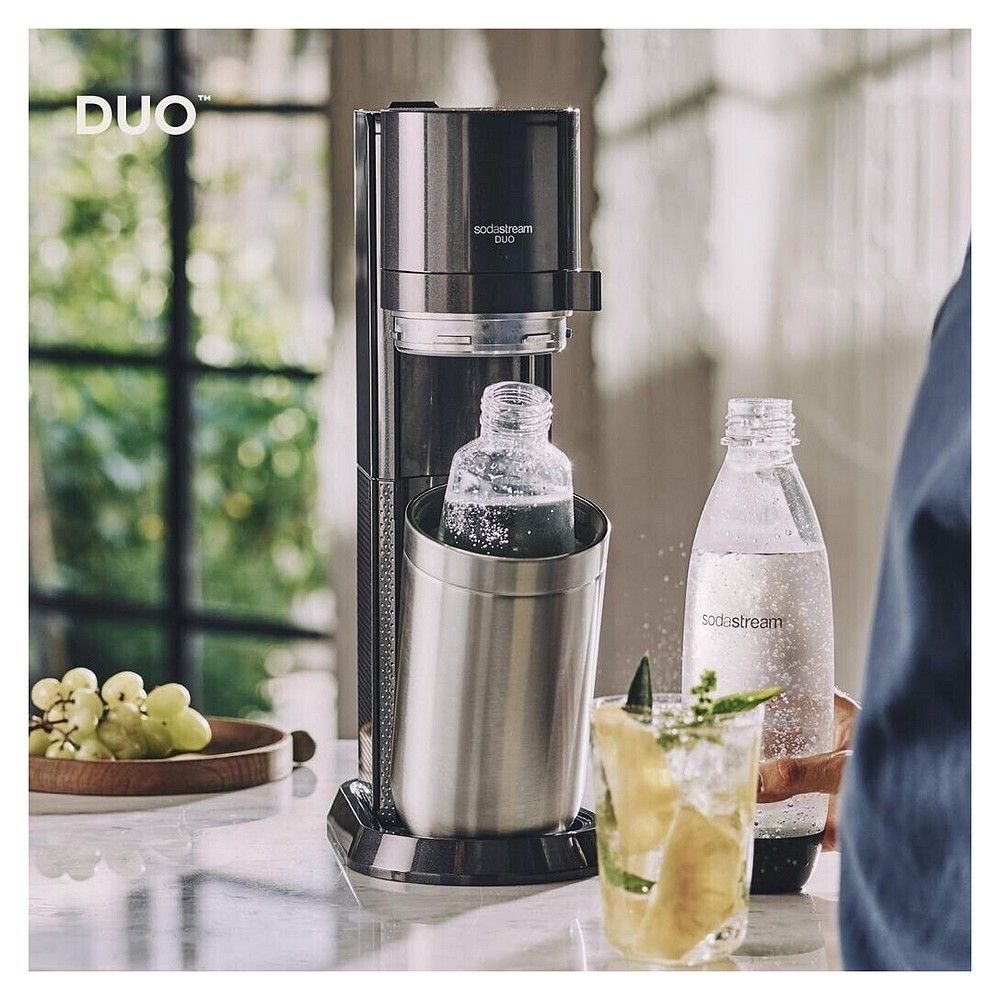 SodaStream DUO Wassersprudler, Titan, Vorteils-Pack mit 4 Flaschen