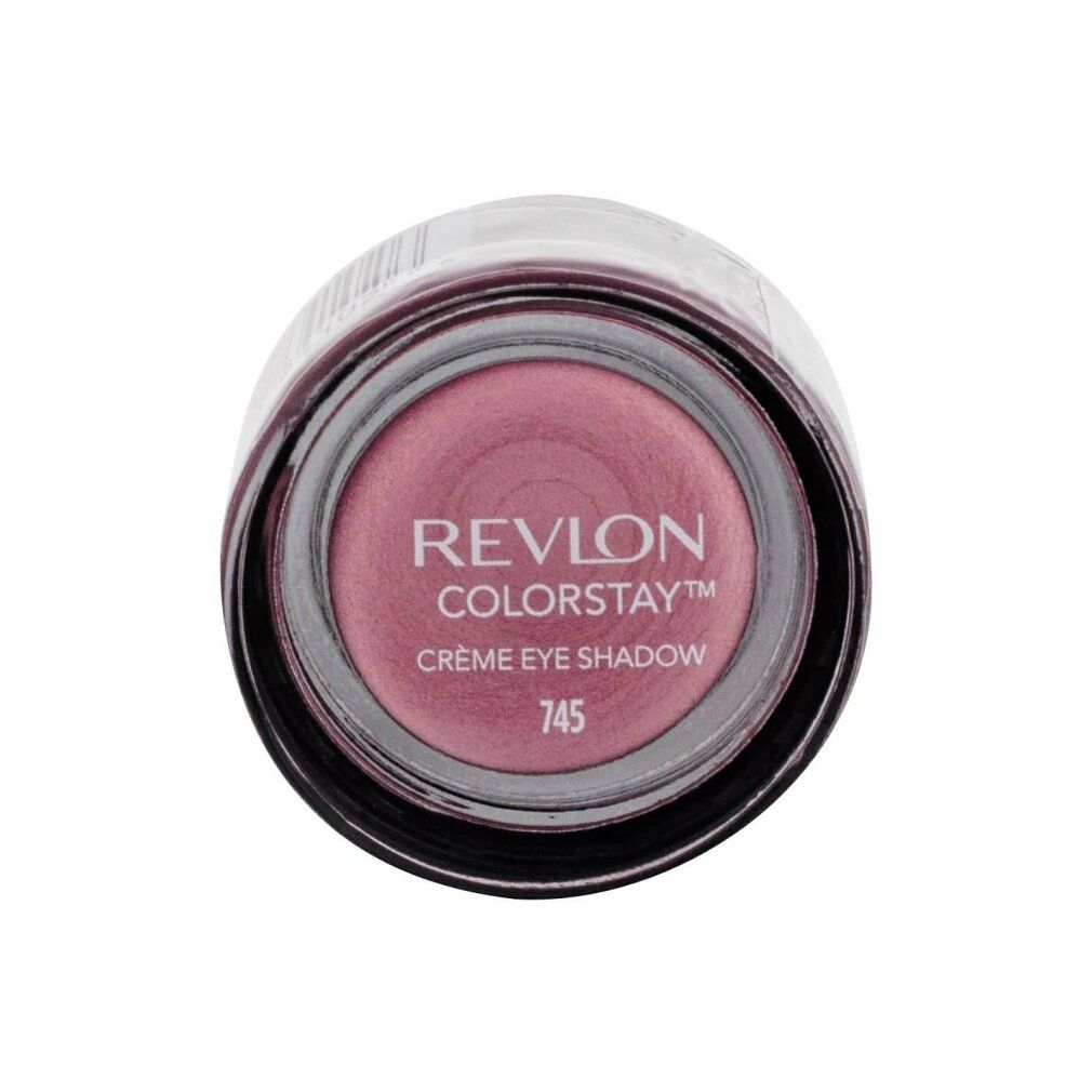 Revlon Colorstay Creme Lidschatten 745 Cherry Blossom. Rosa Creme-Lidschatten in rundem Tiegel. Marke und Farbnummer sichtbar.