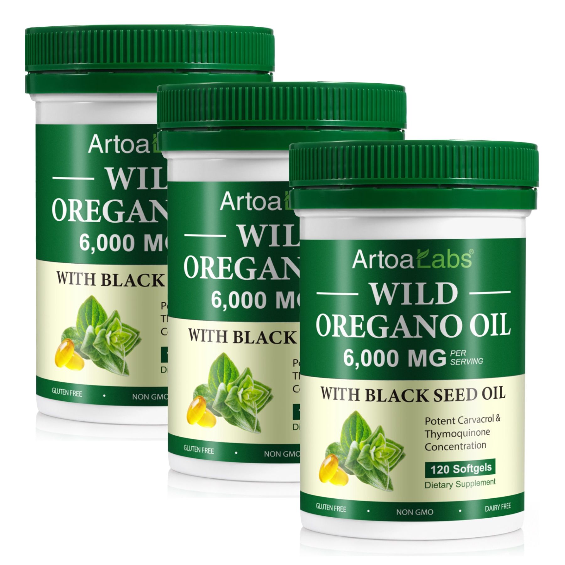 P-beauty Olio di origano selvatico 6000 mg, olio di cumino nero, carvacrolo, timochinone