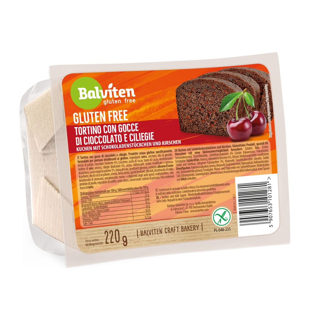 Tortino al Cioccolato con Ciliegie Senza Glutine - Balviten