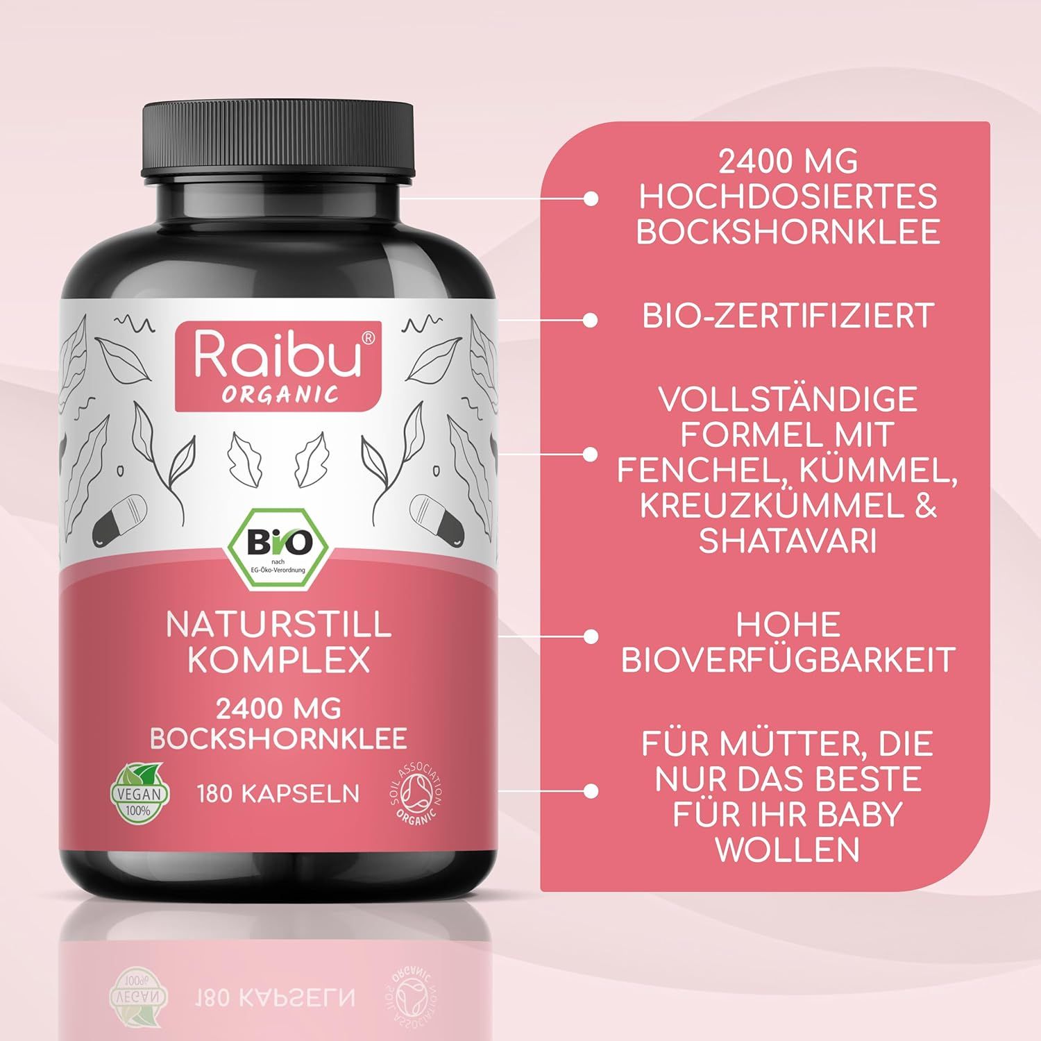 BIO Bockshornklee Kapseln - Naturstill Komplex für stillende Mütter - RAIBU