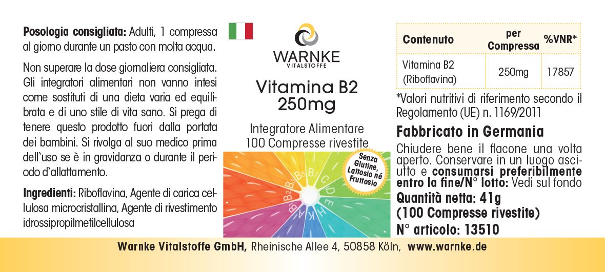 Warnke Vitalstoffe | Vitamin B2 250mg