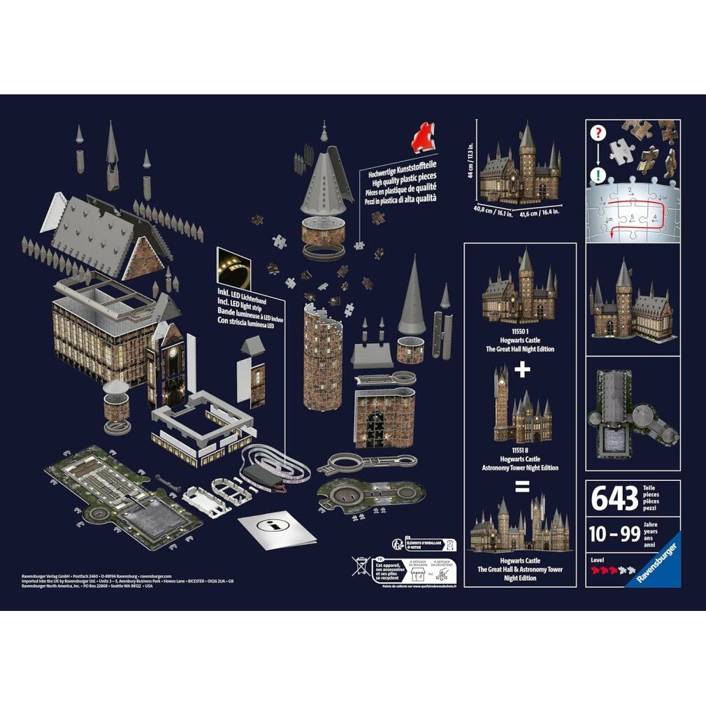 3D Puzzle Hogwarts Schloss - Die Große Halle Night Edition