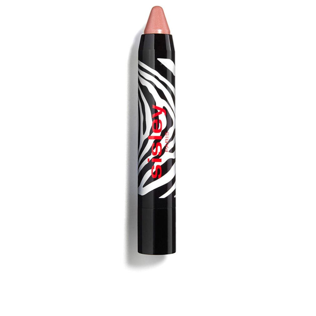 Lippenstift-Stift mit schwarzem Deckel. Zebra-Muster. Sisley-Logo. Geöffneter Stift zeigt rosa Farbe.
