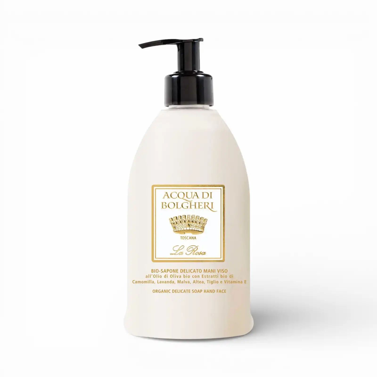 Acqua di Bolgheri Bio Sapone Delicato Mani e Viso LA ROSA Detergente per Uso Quotidiano
