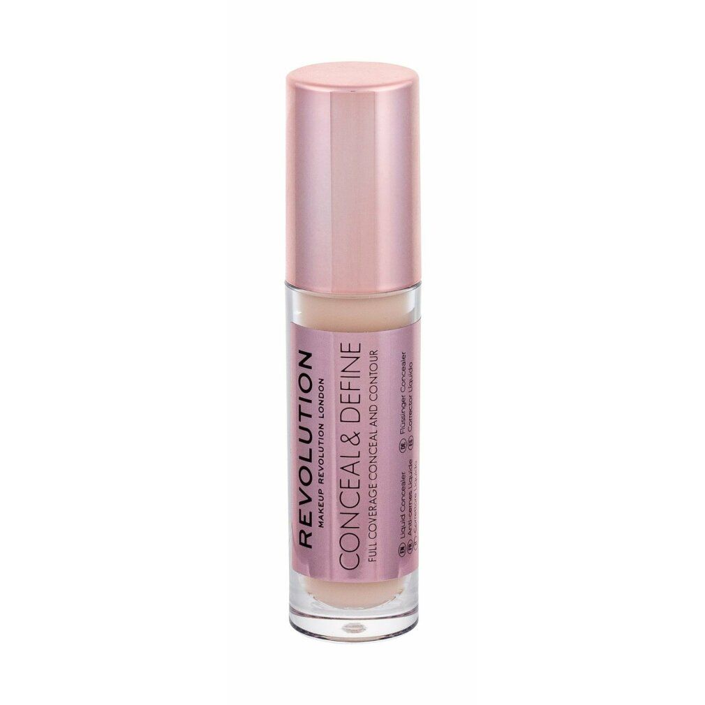 Concealer-Tube mit rosafarbenem Deckel. Aufschrift: REVOLUTION CONCEAL & DEFINE. Farbton C3.