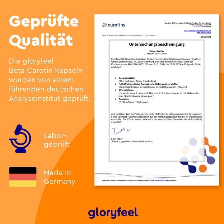 gloryfeel® Beta Carotin Karottenextrakt Kapseln