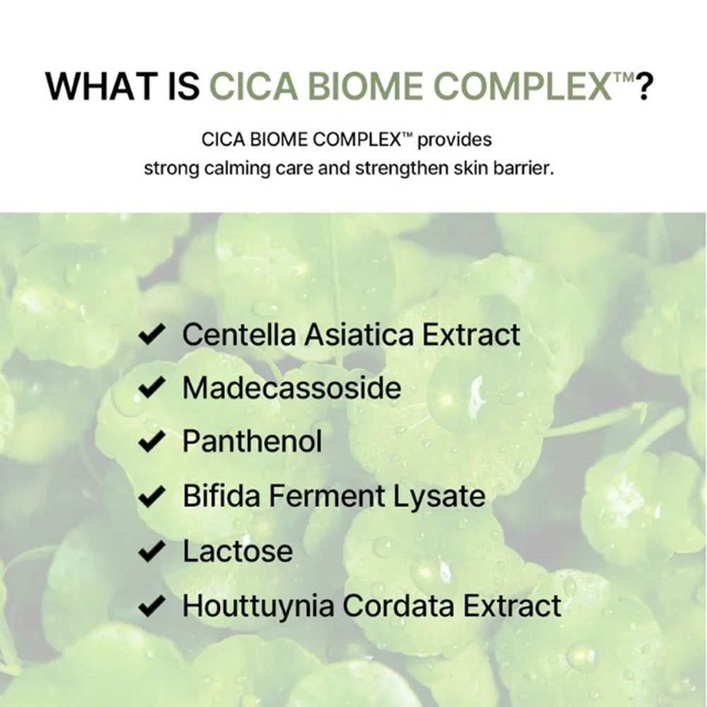 Informationen über Cica Biome Complex mit Inhaltsstoffen.