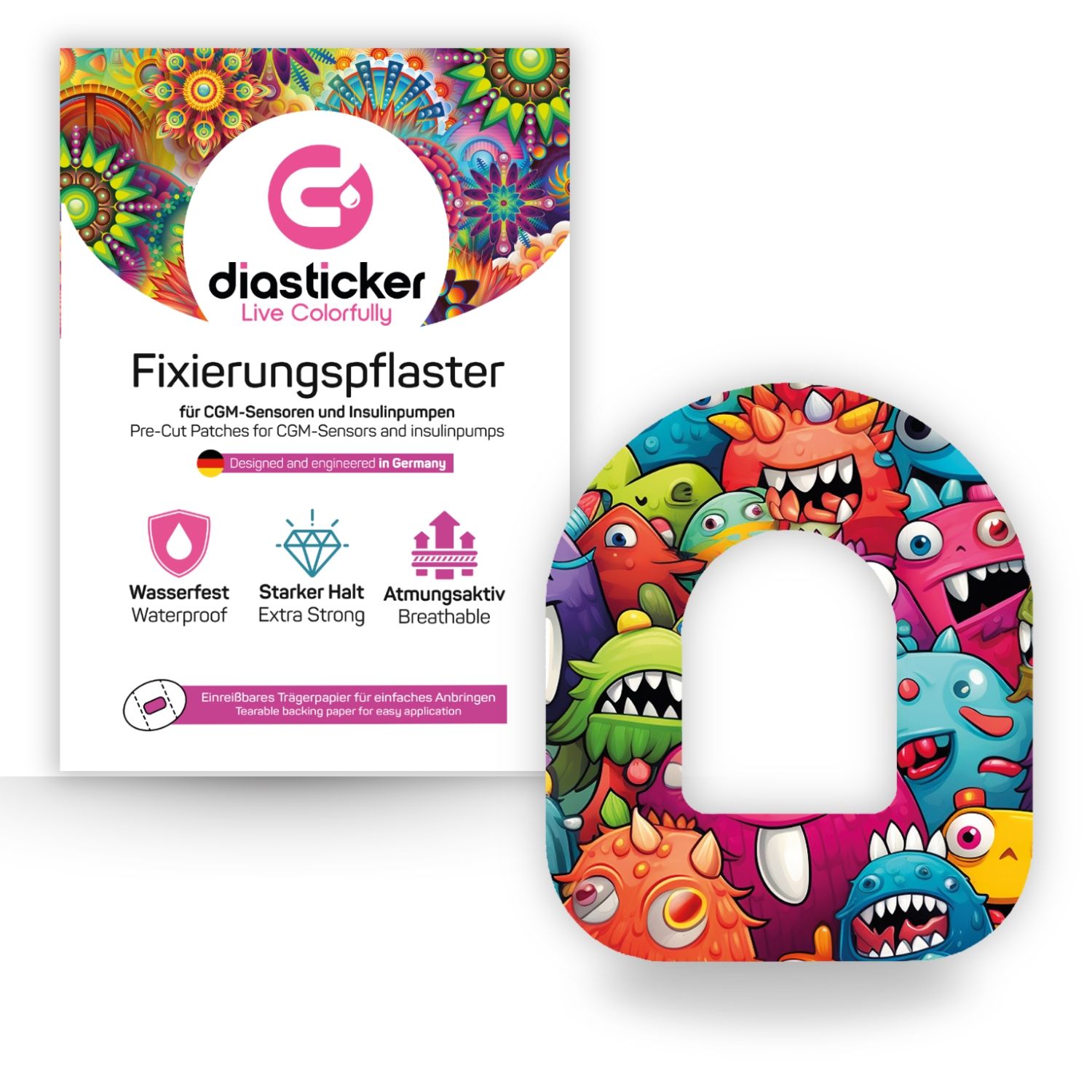 Diasticker® Omnipod Fixiertapes 'Monster-Mania' 5 St