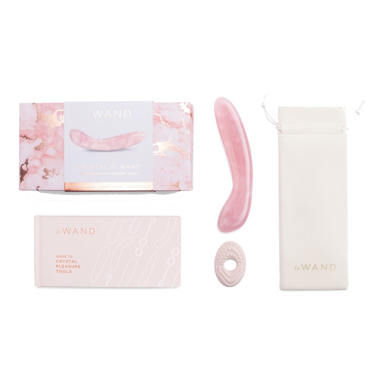 Produkt-Set. Stab, Ring, Beutel, Broschüre. Verpackung mit Produktabbildung. Text: Le Wand.