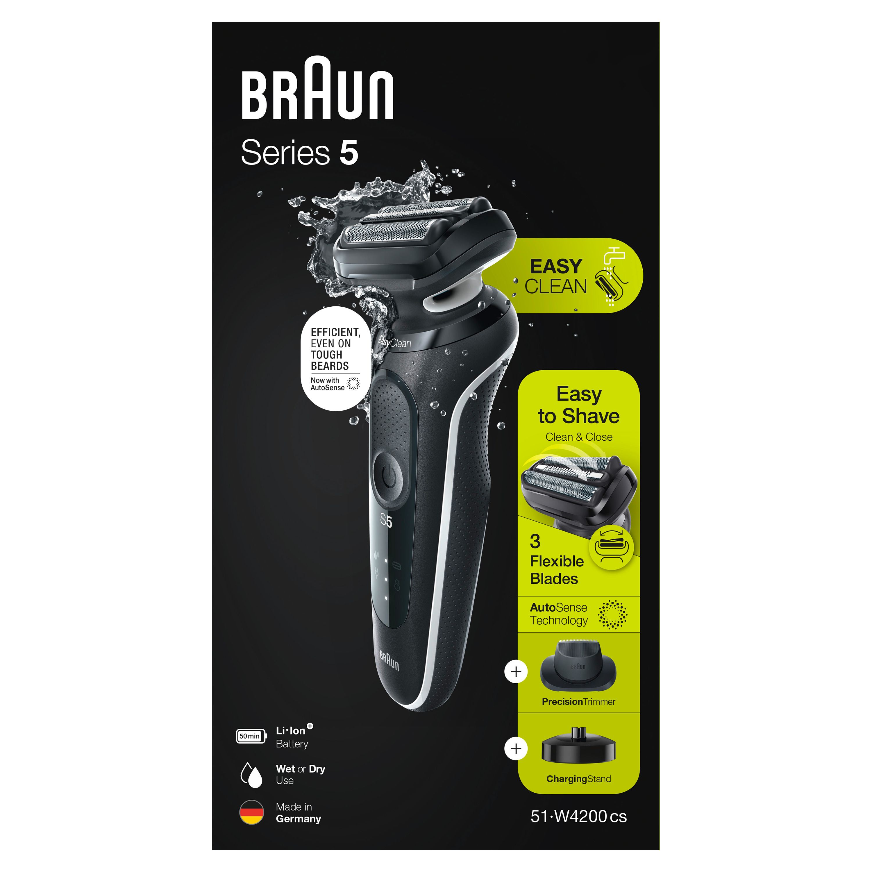 Braun - Elektrischer Rasierer für Männer "Series 5 - 51-W4200cs" in Schwarz